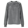 thumbnail image 6 of Lenpel Velvet Tops for Women Lantern Long Sleeve Crew Neck Pleated Dressy Casual Velour Blouses Loose Party T Shirts(Gray,Large), 6 of 7