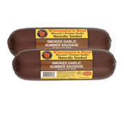 Wisconsin's Best - Garlic Smoked Summer Sausage, 2-Pack, 12 oz Each | Shelf Stable, Keto Friendly, High Protein, Low Sugar, Low Carb | Summer Sausage | Great for Charcuterie