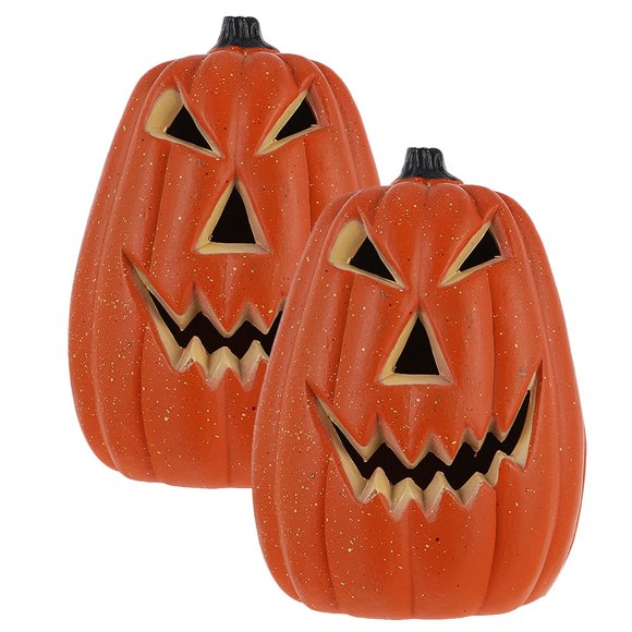 GARVALON 2Pcs Funny Pumpkin Face Craft Resin Assorted Color Table Centrepieces for Festival Party Decor