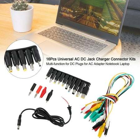 

16 Pcs Universal Laptop DC Power Supply Adapter Connector Power with Cable