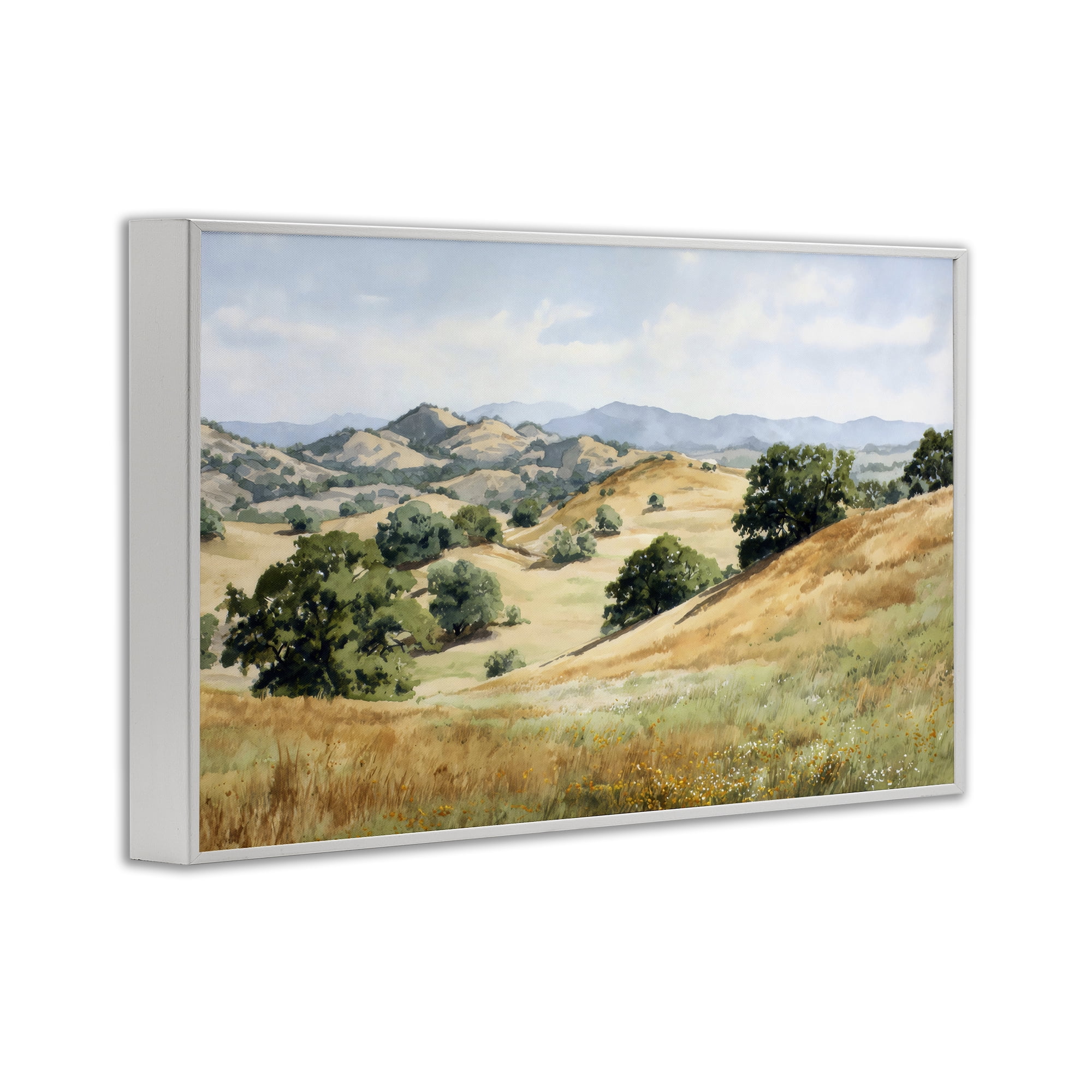 Stupell Industries Idyllic Mountains and Trees White Framed Giclee Art, design by Petal Prints Design