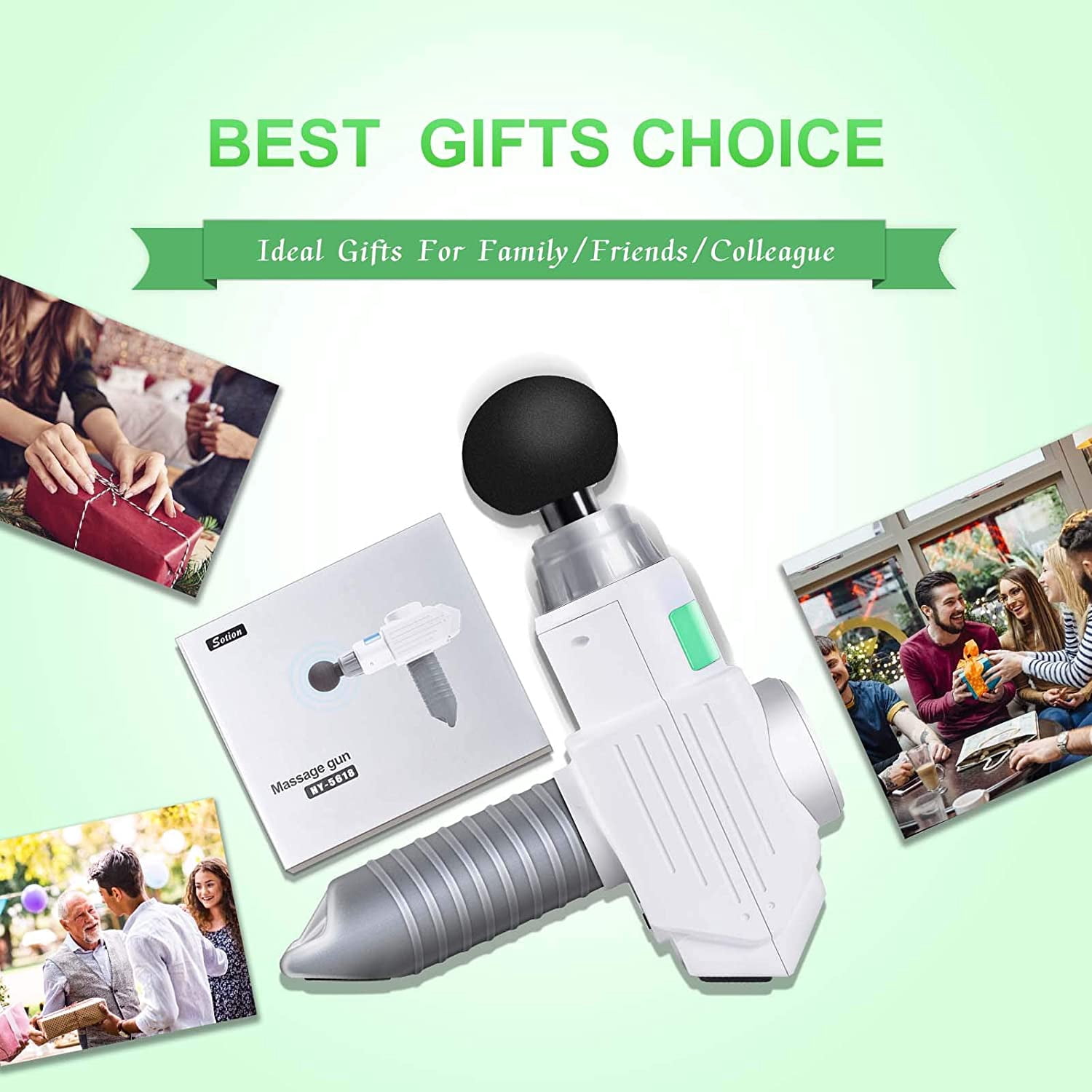 Sotion Muscle Massage Gun Deep Tissue , Percussion Massage Gun for Athletes Body Massager (White) - New