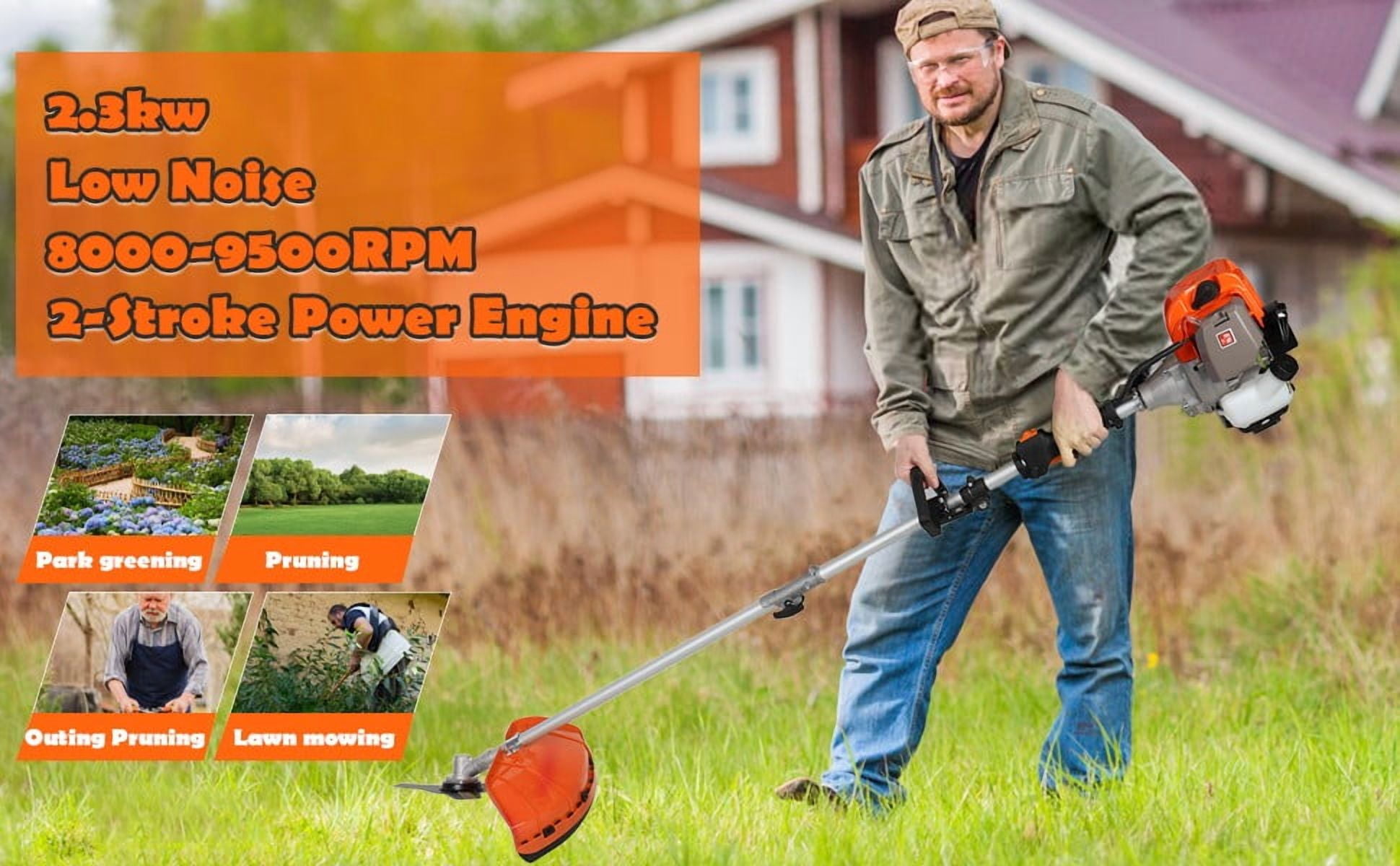Seipouy Gas Weed Eater, 52cc 2-Stroke 5 in 1 Multi-Functional Petrol Hedge Trimmer Chainsaw Brush Cutter Weed Wacker Weed Eater Gas Powered String Trimmer