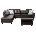 thumbnail image 4 of Modern L-Shaped Sectional Sofa Set with Left Chaise & Ottoman - Faux Leather Tufted Modular Couch for Living Room, Brown, 4 of 6