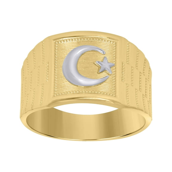 10kt 10k Two-Tone Gold Mens Moon Star Religious Ring Size 7