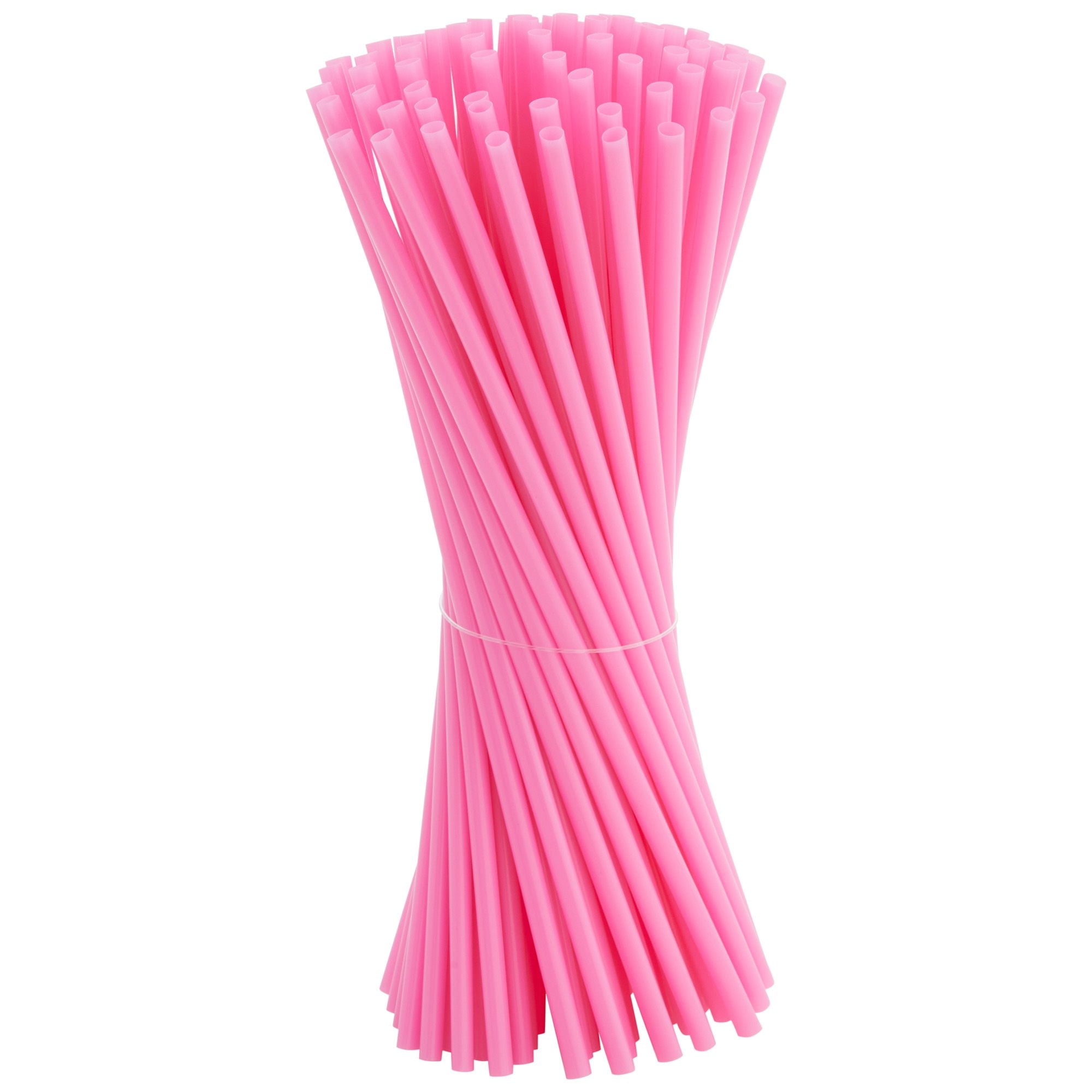 Reusable Straws Swirl Pink & Clear Plastic Acrylic 9” Rings BPA