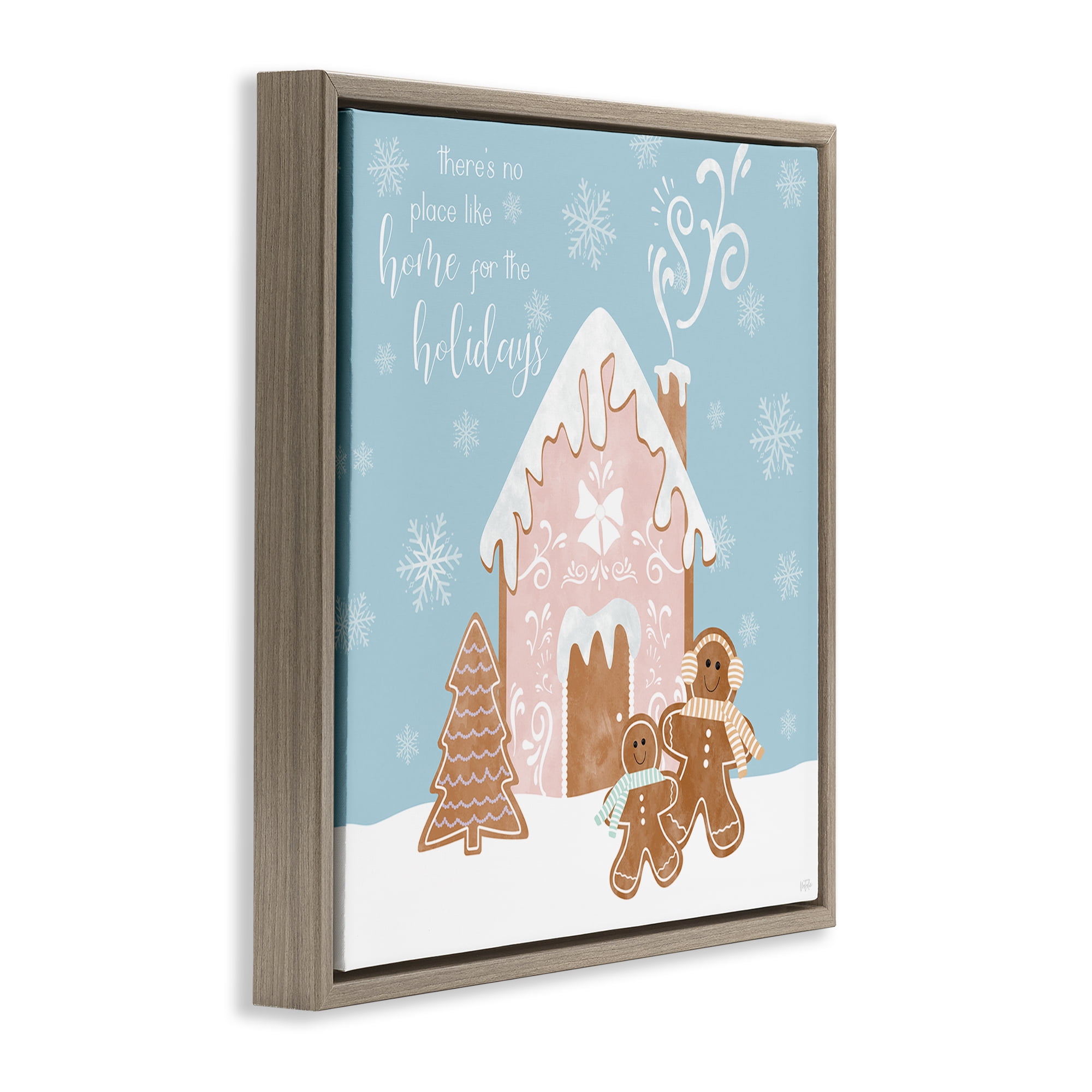 Stupell Industries Holiday Gingerbread Family Holiday Painting Brown Floater Framed Canvas Art Prints Wall Art, 18 x 18