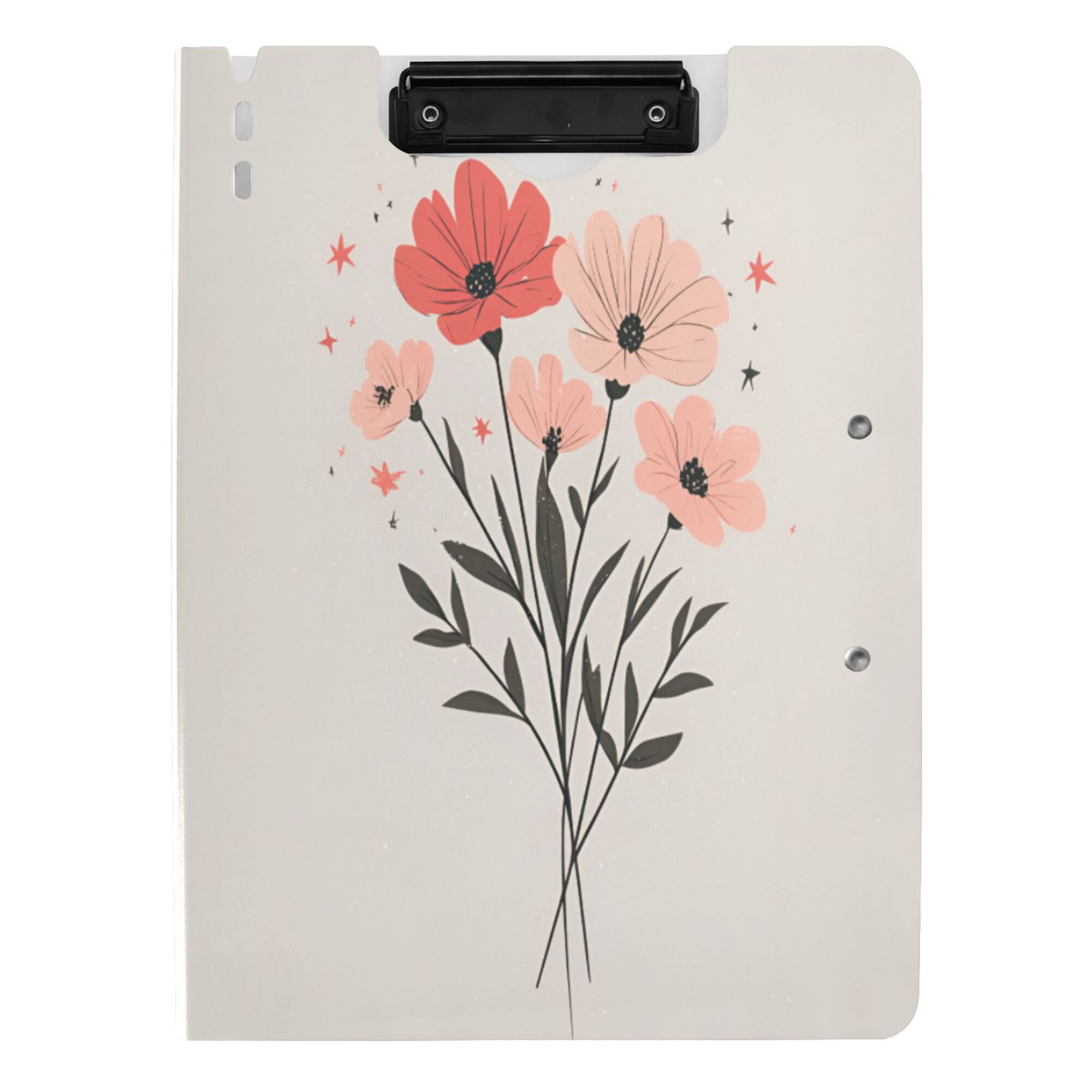 FORMRS A4 Clipboard Folder with Pen Holder Horizontal Foldable School Office Binder, Pink Flower