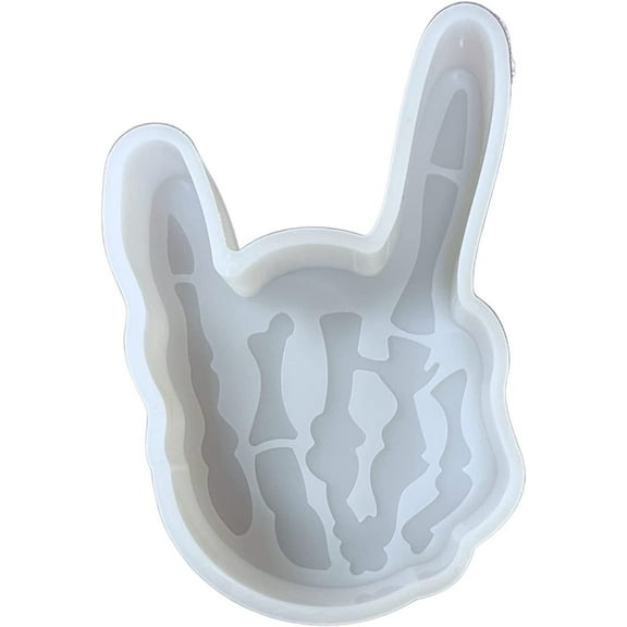 Skeleton Rock On Hand Fingers Car Freshie Silicone Mold  4.25 x 2.5 x 0.08 inches for Scented Aroma Beads Car Candle, Soap Oven Safe to 450 F Bake Heat Resistant Peace Sign