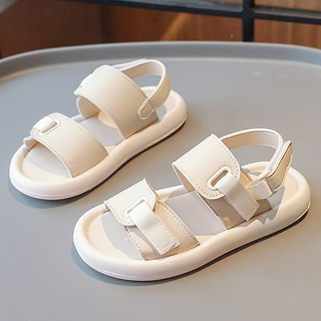 

PEASKJP Little Open Toe Anti Slip Toddler Girls Platform Sandals Dress Sandals for Little Big Kids White 32