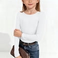 thumbnail image 2 of Wxirdiow Toddler Girl Shirts Girls Long Sleeve Shirts Kids Crewneck Layering Tunic Tops Plain Basic Tees Fashion T-Shirts White Size,13-14 Years, 2 of 6