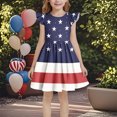 thumbnail image 2 of Posijego Girls 4th of July Dresses Star Printed Ruffle Sleeve Dresses Independence Day Dresses for Little Girls, 2 of 6