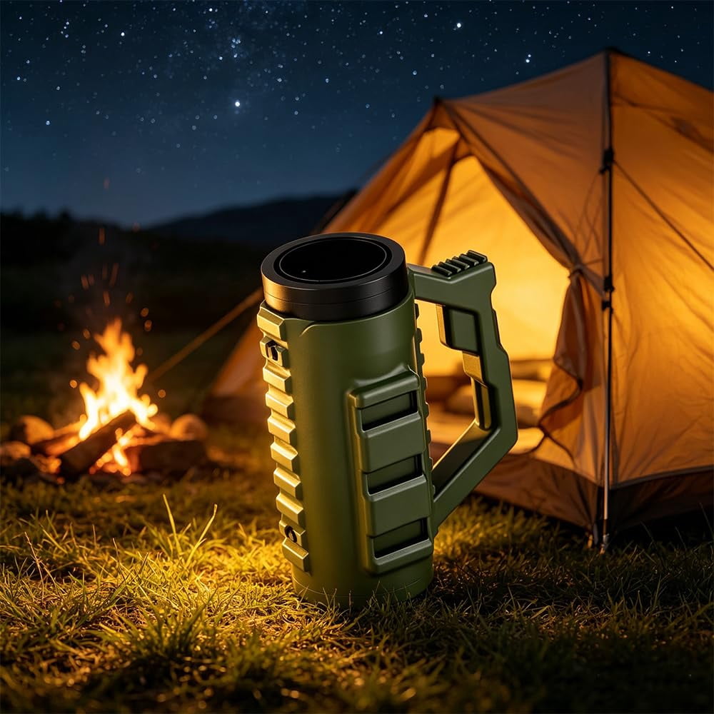 Tactical Assault Can Holder – 3D Printed Tactical Assault Cruise Cup, Double Tactical Reload Can Holder With Insulation Sleeve, For Party, Camping & Outdoor Use (Green, 16oz)