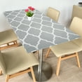 thumbnail image 1 of Mantel de Picnic, 78"x35" Manteles Rectangulares de Vinilo Ajustados Impermeables con Respaldo de Franela para Comedor Camping Exterior, Gris/Blanco, 1 of 6