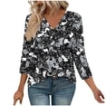 thumbnail image 2 of Drovellove Women's Casual Print 3/4 Length Sleeve Blouse with V Neck - Loose Fit Top for Home or Work, 2 of 7