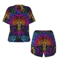 thumbnail image 6 of Wukai Indian Mandalas Dragonfly Women's Pajama Set,Short-Sleeve Top and Shorts with Elastic Waistband and Pockets for Loungewear, Yoga, and Casual Wear-X-Large, 6 of 8