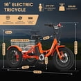 thumbnail image 2 of Lilypelle Electric Ride on tricycle for Kids , 6/9/12Mph Three Max Speed 250W Power trike w/ 24V 10.4Ah Battery, Headlights & Horn, Large Rear Basket ,2 sets of DIY stickers,16"x3" Wheel,30Miles, 2 of 6