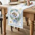 thumbnail image 2 of Easter Rabbits Eggs Table Runner 108 Inches Long for Kitchen Dining, Watercolor Floral Daisy Bunny Bow Spring Dresser Scarf Farmhouse, Dining Table Decorations for Wedding/Parties, 13 x 108 In, 2 of 8