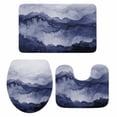 thumbnail image 2 of Deep Blue Mountain Gradient Bathroom Rugs Set Watercolor Texture Abstract Art Non Slip Absorbent Soft Bath Mats 3 Piece Set with Bathroom Rug, U-Shaped Floor Mat, Toilet Seat Cover Large Size, 2 of 9