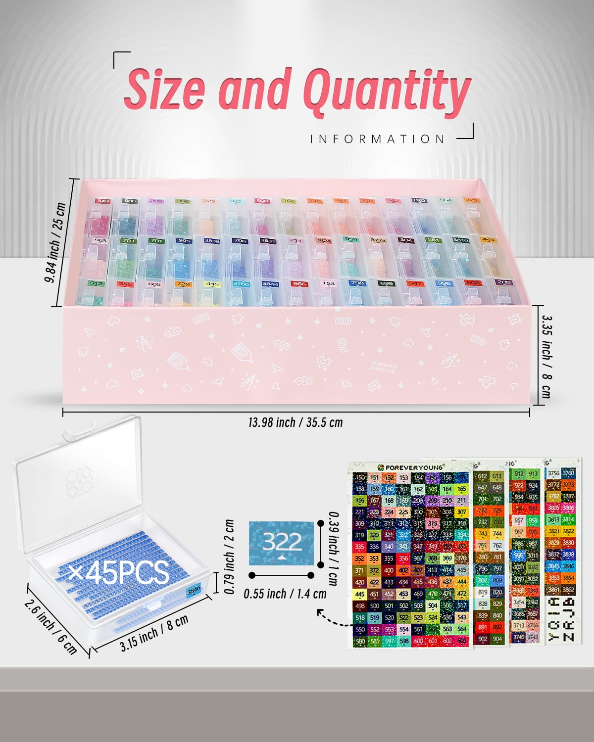 45PCS Diamond Painting Storage Containers Trays, Diamond Painting Accessories Diamond Painting Trays with Lids, 2-in-1 Diamond Art Storage and Trays, Bead Storage & Line-UP