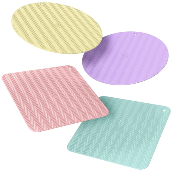 NiHome Silicone Jar Opener Grippers Set (4 Pack) – Non-Slip Palm Texture Lid Opener Pads, 6 Inch Wide Grip for Bottles and Caps, Food Grade, Square & Round(Macaron Pastel Colors)