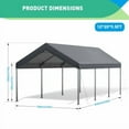 thumbnail image 5 of Trilenars 10x20FT Heavy Duty Carport,UVResistant Waterproof Carport Canopy,Easy to Assemble Portable Carport,All-Season Tarp for Car Boat Party Outdoor Camping,Grey Without side walls, 5 of 7