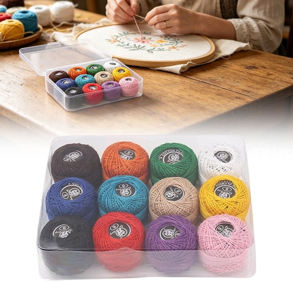 Clearance 12-Color Cotton Crochet Thread Set - Assorted Embroidery Sewing Thread Yarn Kit for Beginners and Adults (Light Blue)