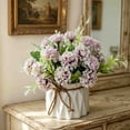 thumbnail image 4 of Artificial Flower, Faux Silk Flower Arrangement with Small Ceramic Vase, Decorative Floral Centerpiece for Home or Office, Lifelike Potted Plant for Wedding and Party Decor (Purple), 4 of 7