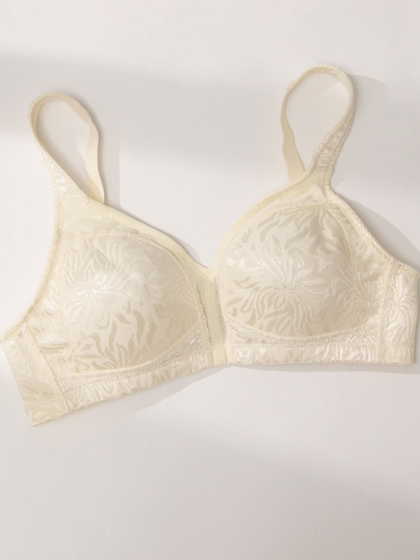 Deyllo Women's Non Padded Wireless Bras Plus Size Full Coverage Minimizer Bra, Beige 36G