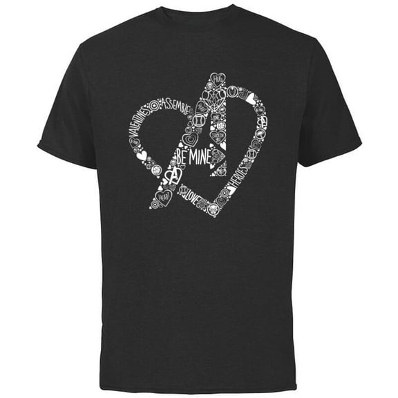 Marvel Avengers Logo Heart Valentine’s Day - Short Sleeve Cotton T-Shirt for Adults - Customized-Black