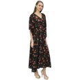thumbnail image 2 of Bimba Women's Casual Drawstring Waist Nightwear Kaftan Black Evening Dress-4, 2 of 5