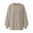 thumbnail image 4 of BaoFuBaoMei Crew Neck Sweatshirt Women Plus Size Long Sleeve Ribbed Trim Pullover Tops Solid Drop Shoulder Fall Winter Outfit, 4 of 5