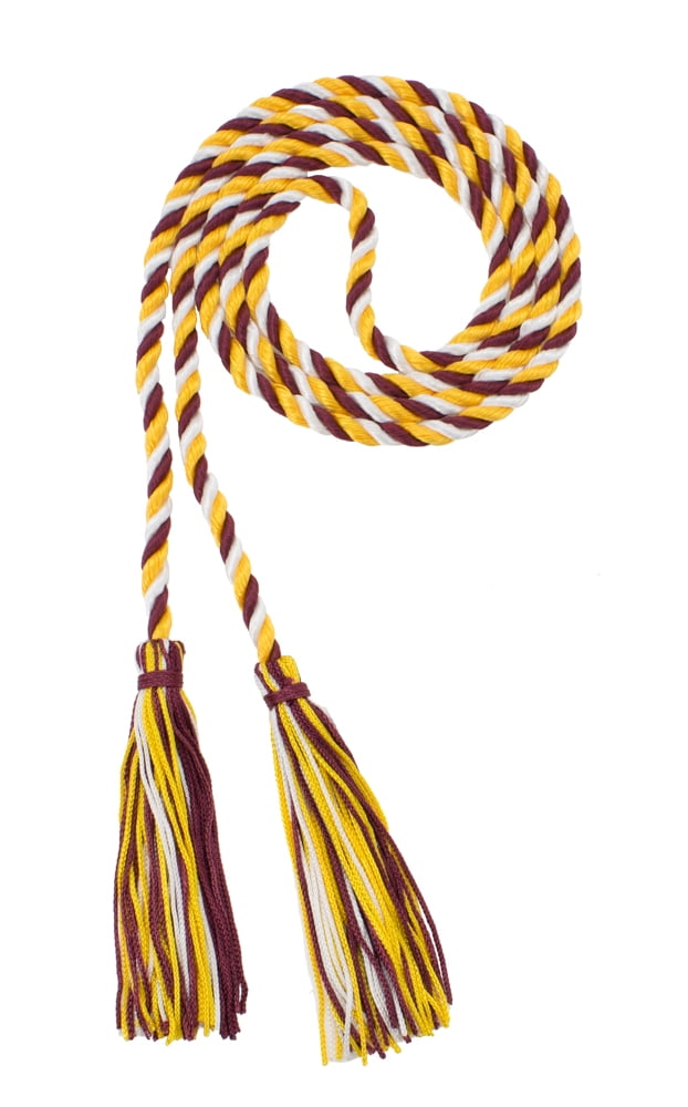 2023 Maroon & White Graduation Tassel - 9 Inch, Made In USA, Silk Rayon With Charm