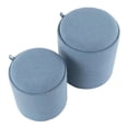 thumbnail image 2 of Lumisource Tray Contemporary Nesting Ottoman Set in Blue Fabric and Natural Wood, 2 of 8