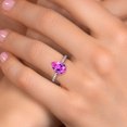thumbnail image 4 of Gem Stone King 10K White Gold Pink Created Sapphire and Lab Grown Diamond Engagement Ring for Women | 2.61 Cttw | Pear Shape 10X7MM | Gemstone September Birthstone | Size 6, 4 of 6