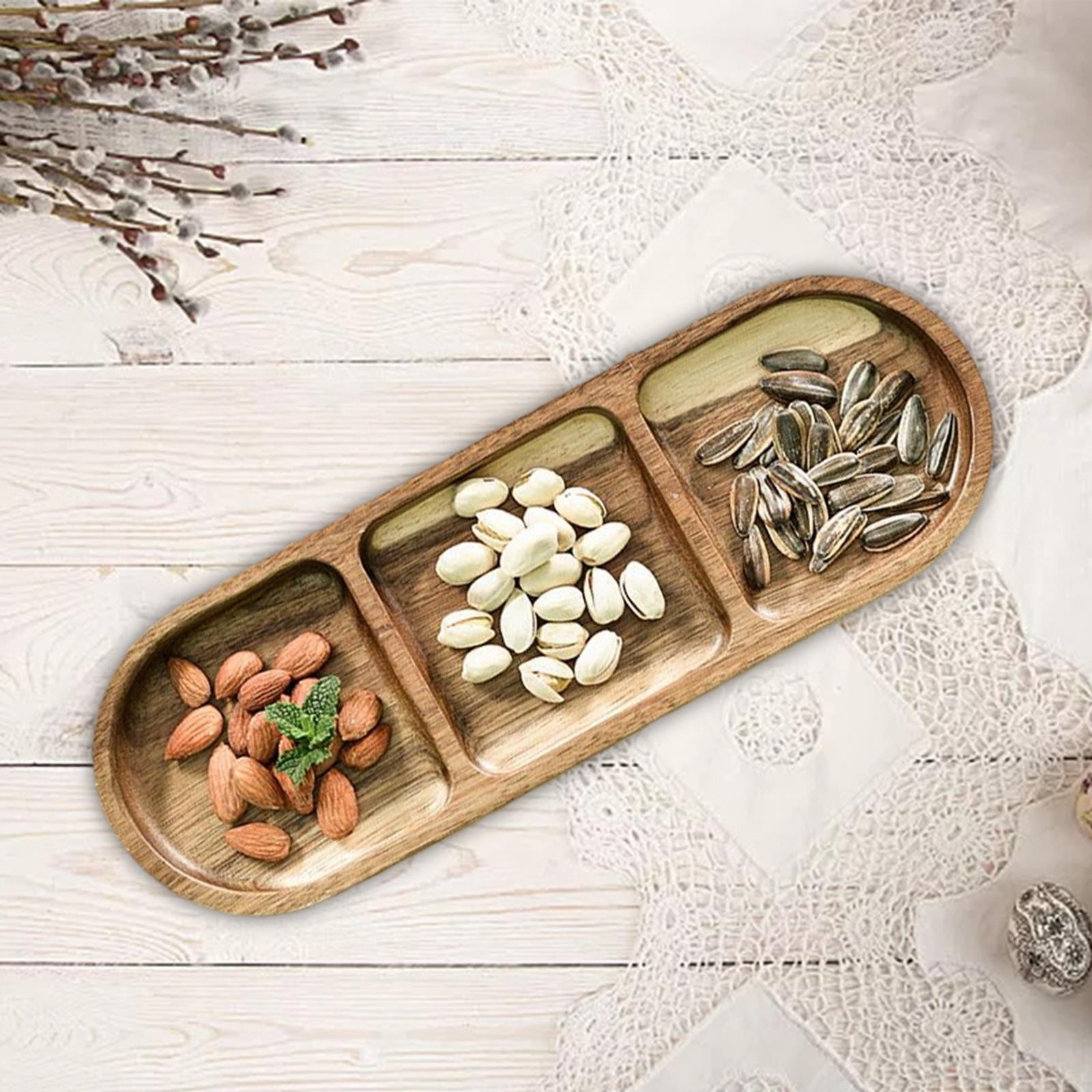 Acacia Wood Tray Dried Fruit Plate Snack Salad Bowl Solid