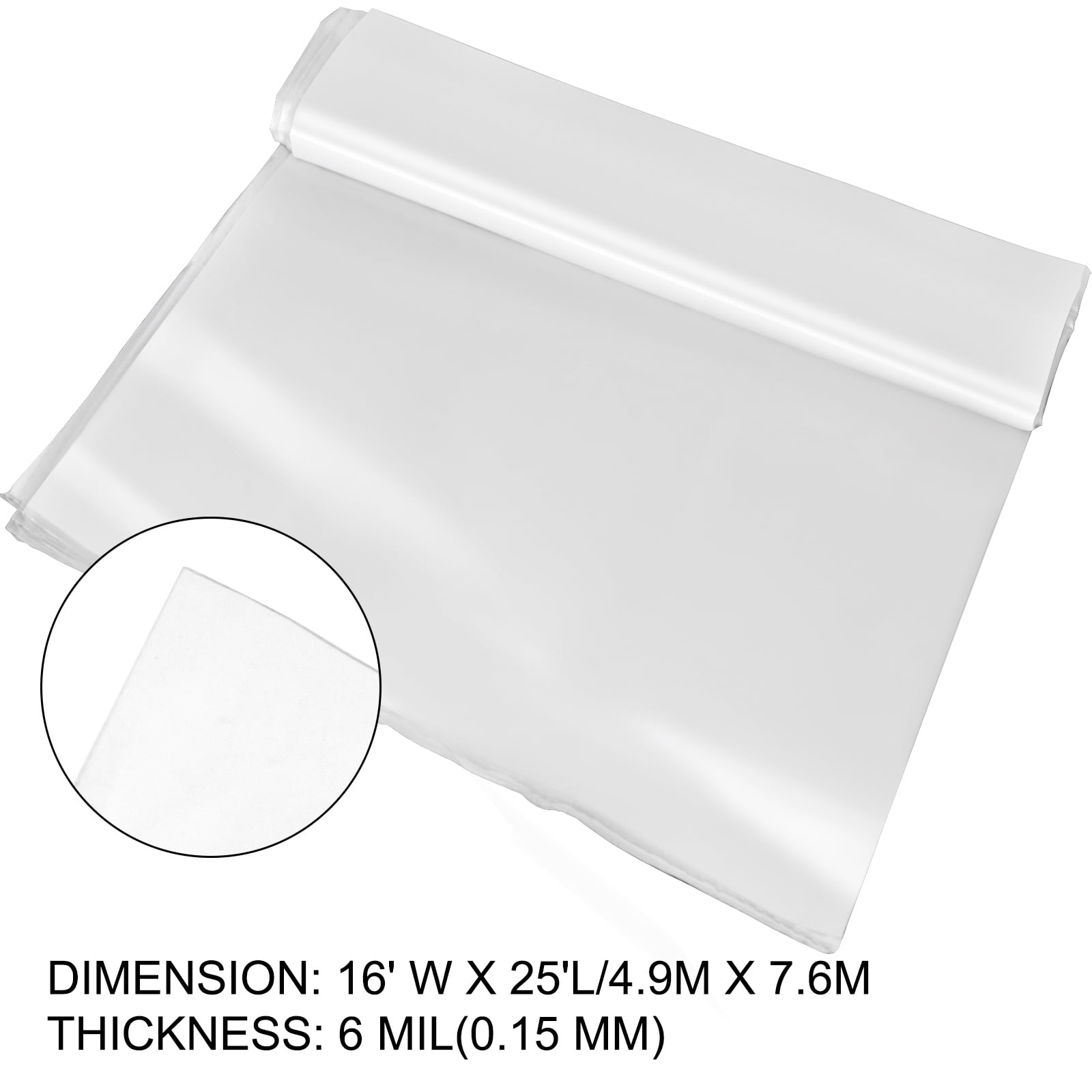 KFFKFF Greenhouse Film 16 x 25 Feet, Greenhouse Polyethylene Film 6 Mil Thick, Greenhouse Plastic Clear Plastic Film UV Resistant, Polyethylene Film for Warmth, Superior Strength and Toughness