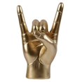 thumbnail image 1 of Rock Hand Gesture Statue Rock Music Art Craft Finger Sculpture for Rock Music Lover Study Room Decor, Gold R Hand, 1 of 5