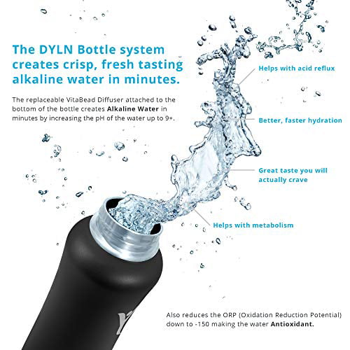 Creates Premium Water up to 9+ pH Wide Mouth Cap Vacuum Insulated 316 Stainless Steel Keeps Cold for 24 Hours 32 oz Galaxy Blue DYLN 32 oz Alkaline Water Bottle 950 mL 