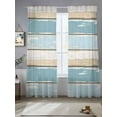 thumbnail image 2 of Blue Beige Wood Grain Sheer Curtains 108 Inch Long 2 Panels, Vintage Board Farmhouse Retro Light Filtering Rod Pocket Semi Sheer Curtains, Sheer Voile Drapes for Living Room Bedroom, 52"x108", 2 of 5
