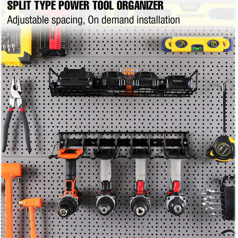 2-Layer 4-Slot Tool Shelf Tool Organizer Tool Rack Power Tool Storage  Organizer Rack Wall Mount Tool Holder For Cordless Drill And Power Tools  K/D Assembly Garage Storage & Organization For 