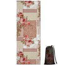 Pioneer Flower Floral Print Pattern Hot Yoga Mat Towel Non Slip for Hot Yoga - Quick-Drying Yoga Mat Cover with 4 Corner Pockets with Travel Bag - Hot Yoga Towel Non Slip 74"x26"