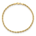 thumbnail image 3 of Diamond2Deal 10K Yellow Gold 3 mm Semi-Solid Rope Chain Bracelets for Women 9", 3 of 6