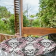 thumbnail image 2 of Ambesonne Skulls and Roses Fitted Round Tablecloth, Rhomboid Gothic, 36"- 40" Diameter, Blush White and Charcoal Grey, 2 of 5