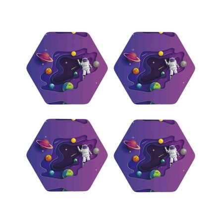 

Leather Coasters with Heat-resistant for Drinks Astronaut on Mission in Outer Space -标题2 Hexagon