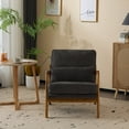 thumbnail image 2 of Modern Accent Chair, Mid-Century Solid Wood Arm Chair, Upholstered Reading Chair with Lumbar Pillow, Sofa Side Chairs for Living Room Bedroom Guest Room, Beige/C, 2 of 7