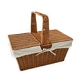 thumbnail image 3 of Cesta de picnic de ratán sintético, cesta de almacenamiento, cesta decorativa tejida con asa, cesta de picnic ligera, cesta de frutas para , Style B Estilo B, 3 of 8