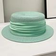 thumbnail image 2 of UTSJKR Women's French Boater Woven Straw Hat Summer Skimmer Sombrero Fedoras with Ribbon Band Classic Straw Flat Top Sun Hat Green, 2 of 2