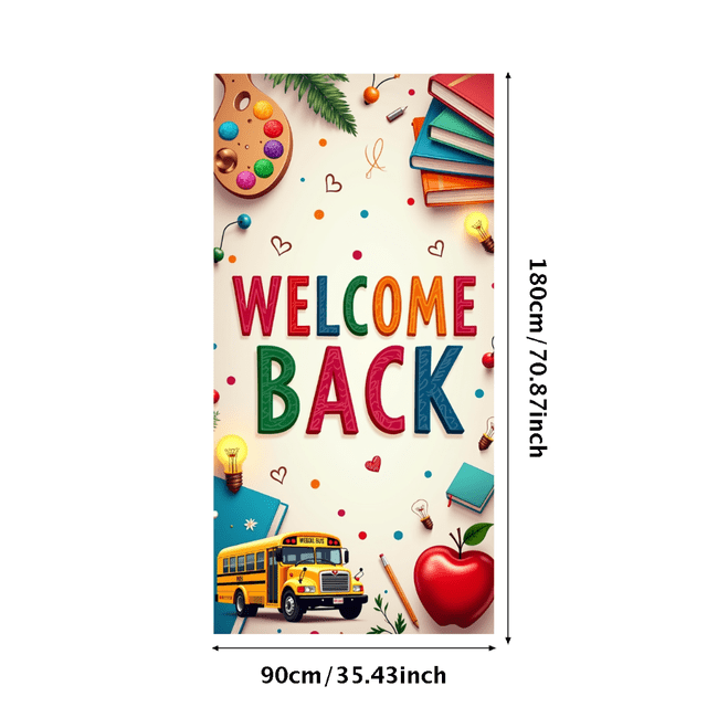 Welcome Back School Supplies Classroom Banner Event Parties Decoration Backdrop Educational Background Sign School Events Photo Shoots Reusable