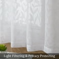thumbnail image 2 of OVZME Leila 2 Panels White Sheer Curtains 84 Inches Long, Light Filtering 3D Leaf Textured Jacquard Window Drapes for Living Room Bedroom with Top Rod Pocket, Each 40Wx84L Inch, White, 2 of 7